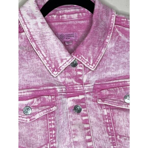 NWT Candace Cameron Bure Rose Quartz Denim Jacket Puff Shoulders Sz 6 Reg - Picture 4 of 7